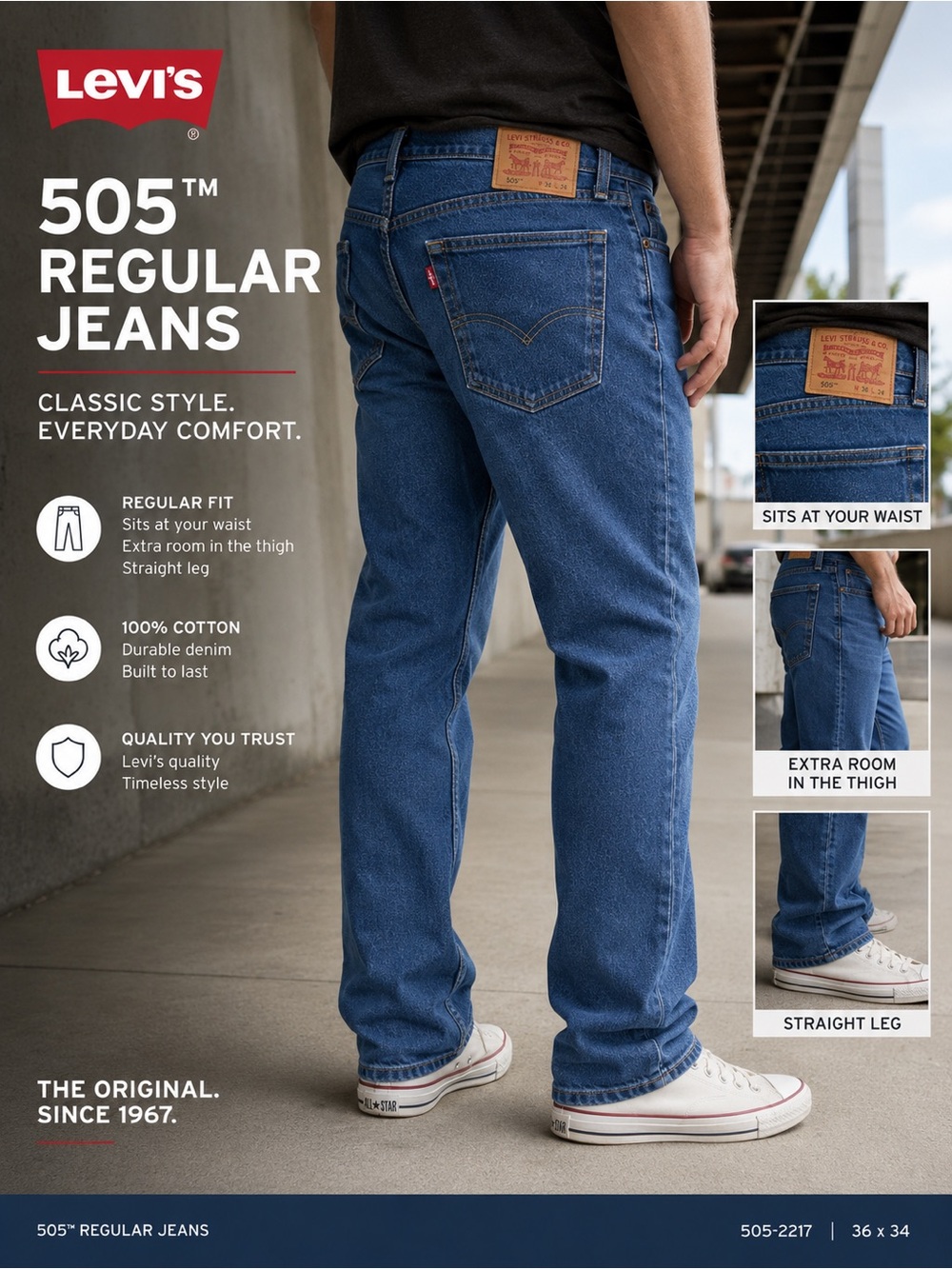 Levi's Straight Jeans in Classic Blue Denim